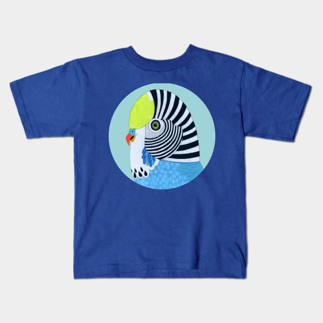 Smiling Parakeet Kids T-Shirt by jenniferdavisart